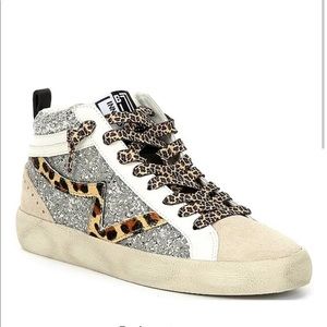 Elleinaa Animal Print Glitter High Top Sneakers